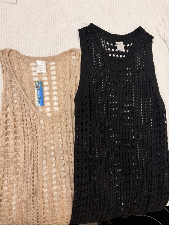 Other - Crochet Open-Knit swim cover up — Beige & Black